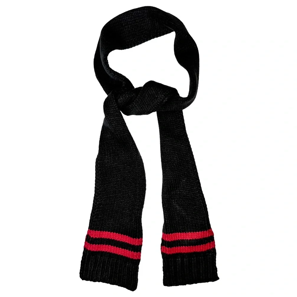 Capelli NY Kids Classic Black Knit Scarf With Red Stripes
